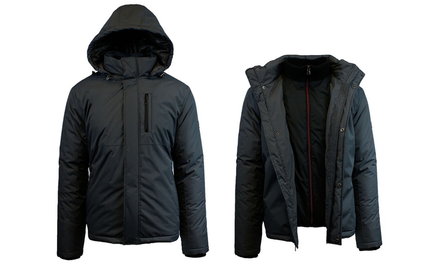 Image 3: Spire By Galaxy Men's Heavyweight Jackets with Detachable Hood