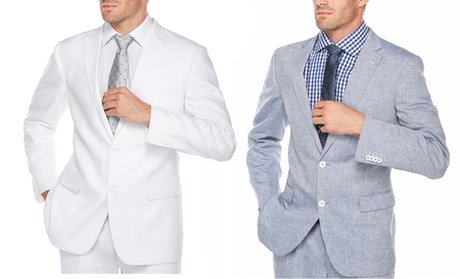 Verno Men's 100% Linen Classic-Fit Spring Suits (2-Piece)