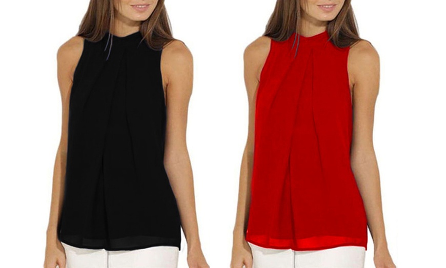 Image 9: Sleeveless Chiffon Blouse