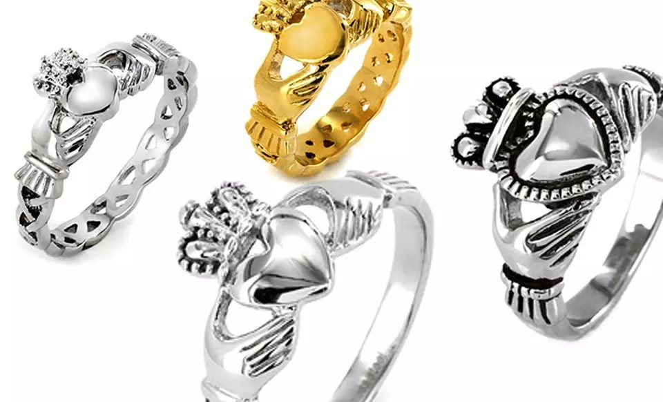 Stainless Steel Claddagh Rings (72% Off). 7 Styles Available. Free Shipping and Returns. - Second Medium