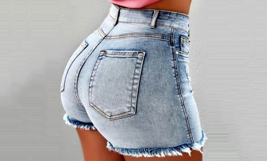 Image 8: High-Waisted Denim Shorts