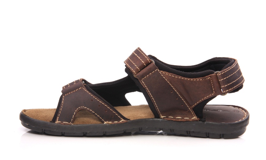 Image 4: Men's Brown Leather Sandals