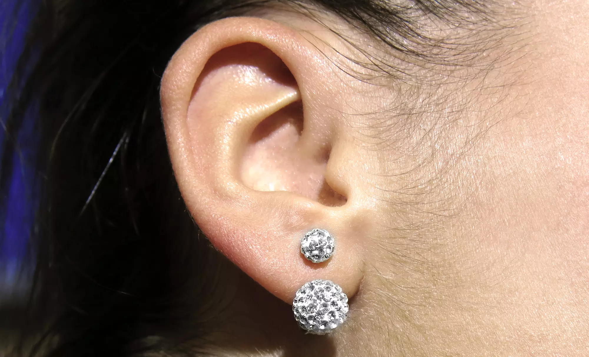 Sterling Silver Swarovski Elements Double Crystal Ball Earrings - Primary Image