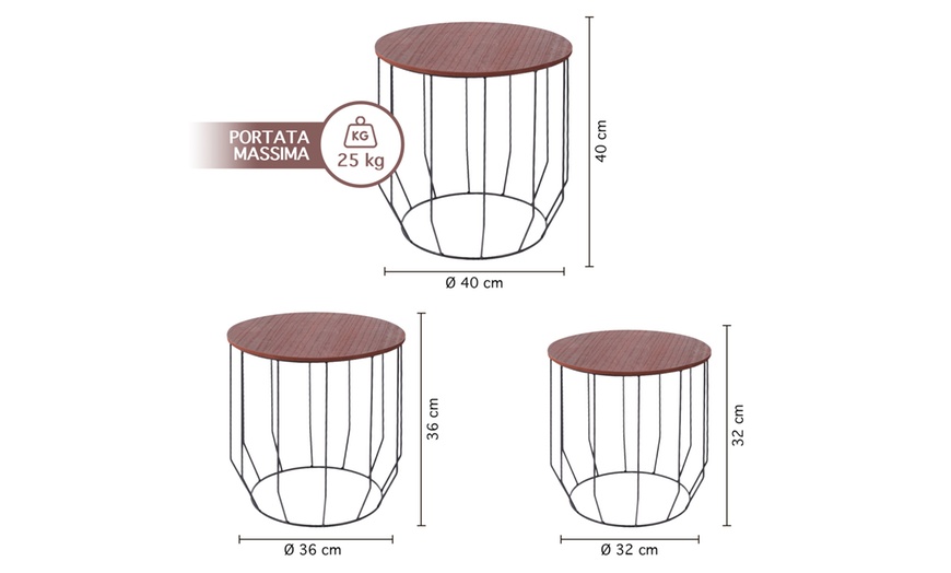 Image 12: Set di 3 tavolini da soggiorno