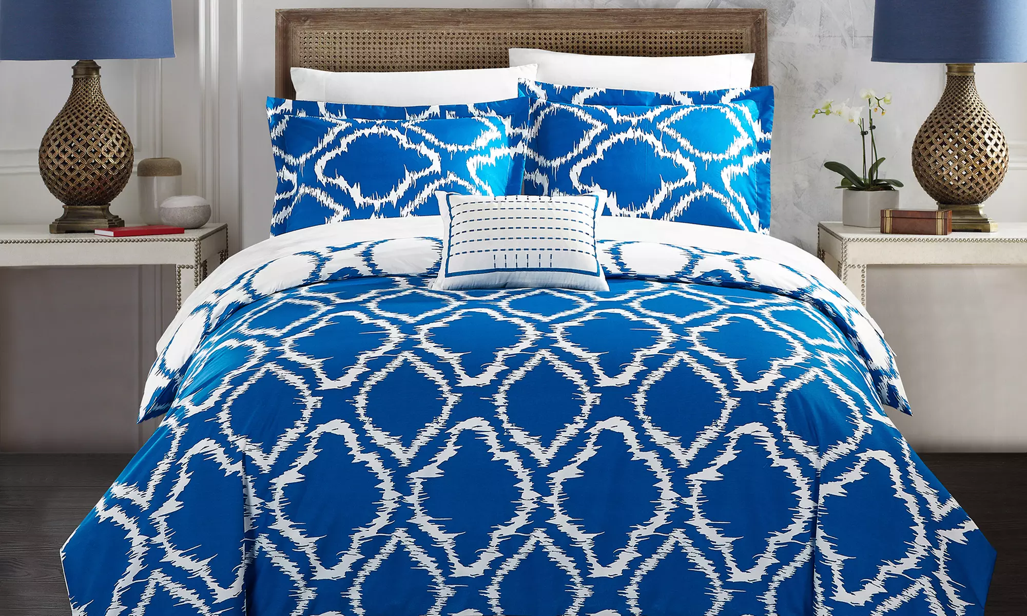 Utica Reversible 2-Tone Ikat Diamond Duvet Cover Set (3- or 4-Piece) - Primary Image