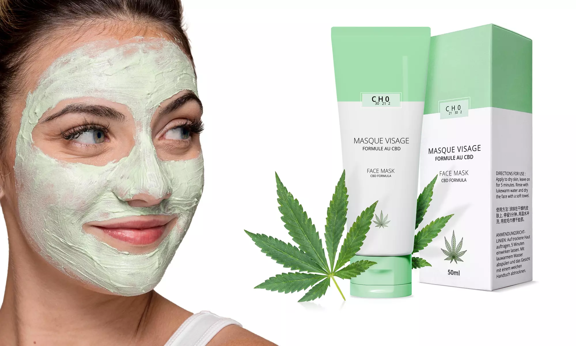 1, 2 ou 3 masques pour le visage au CBD de 50 ml - Primary Image