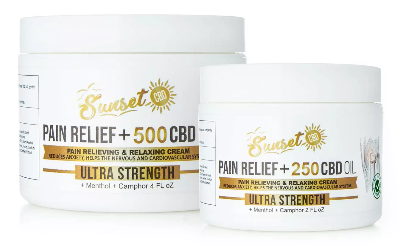 Pain Relief Cream with Organic CBD and Menthol from Sunset CBD (250mg or 500mg) - Primary Image