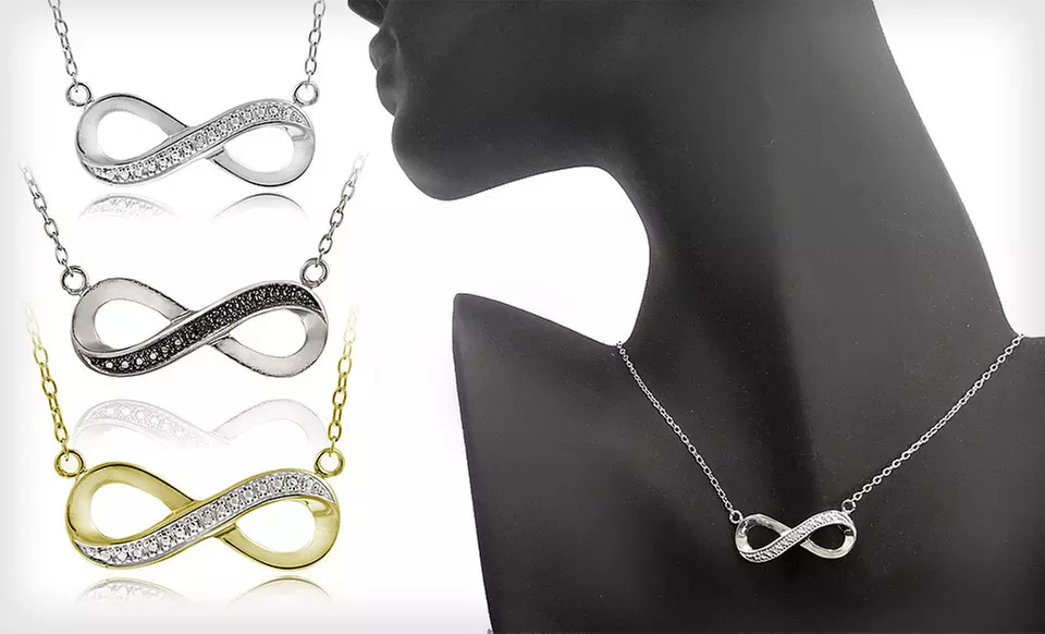 Diamond-Accent Infinity Necklaces or Earrings (Up to 80% Off). Six Options Available. Free Shipping and Free Returns. - Primary Image