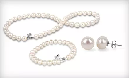 $29 for a Necklace, Earrings, and Bracelet with White or Black Pearls ($295 List Price). Free Shipping. - Primary Image