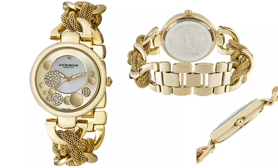 Akribos Women's Diamond-Accent Bracelet Watch. Multiple Finishes Available. Free Returns. - Second Medium