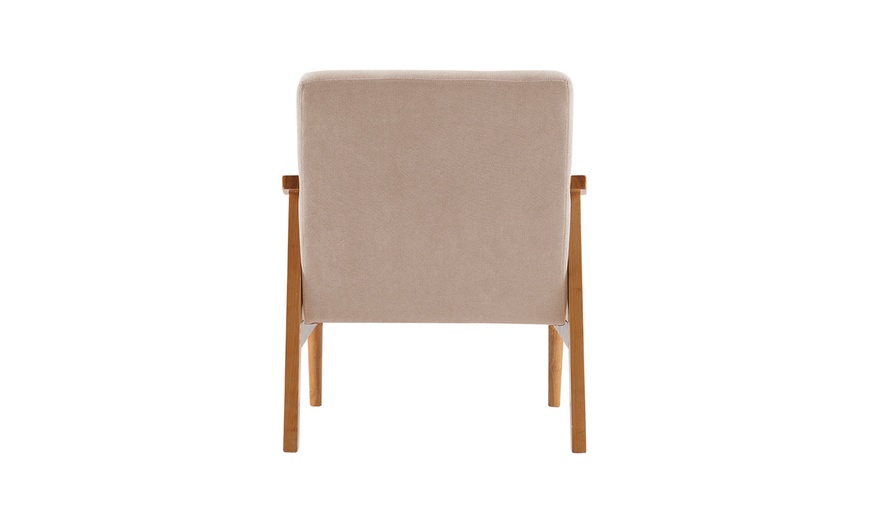 Image 2: Wooden Frame Upholstered Armchair