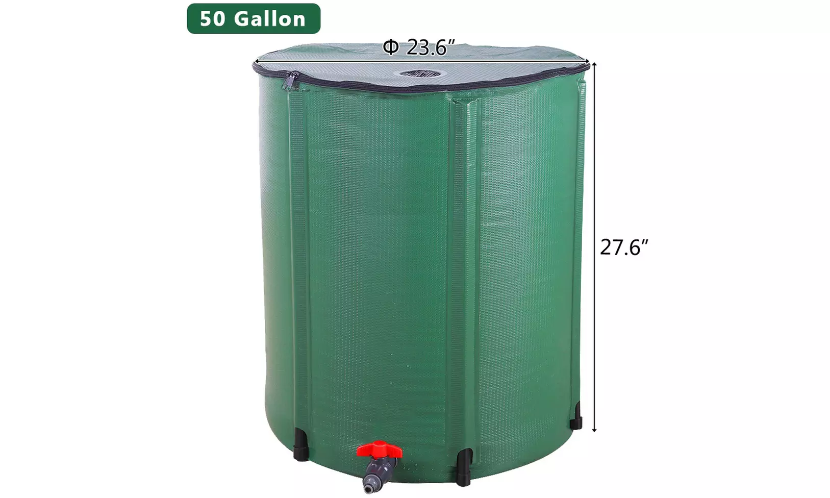 50 Gallon Folding Rain Barrel Water Collector Green