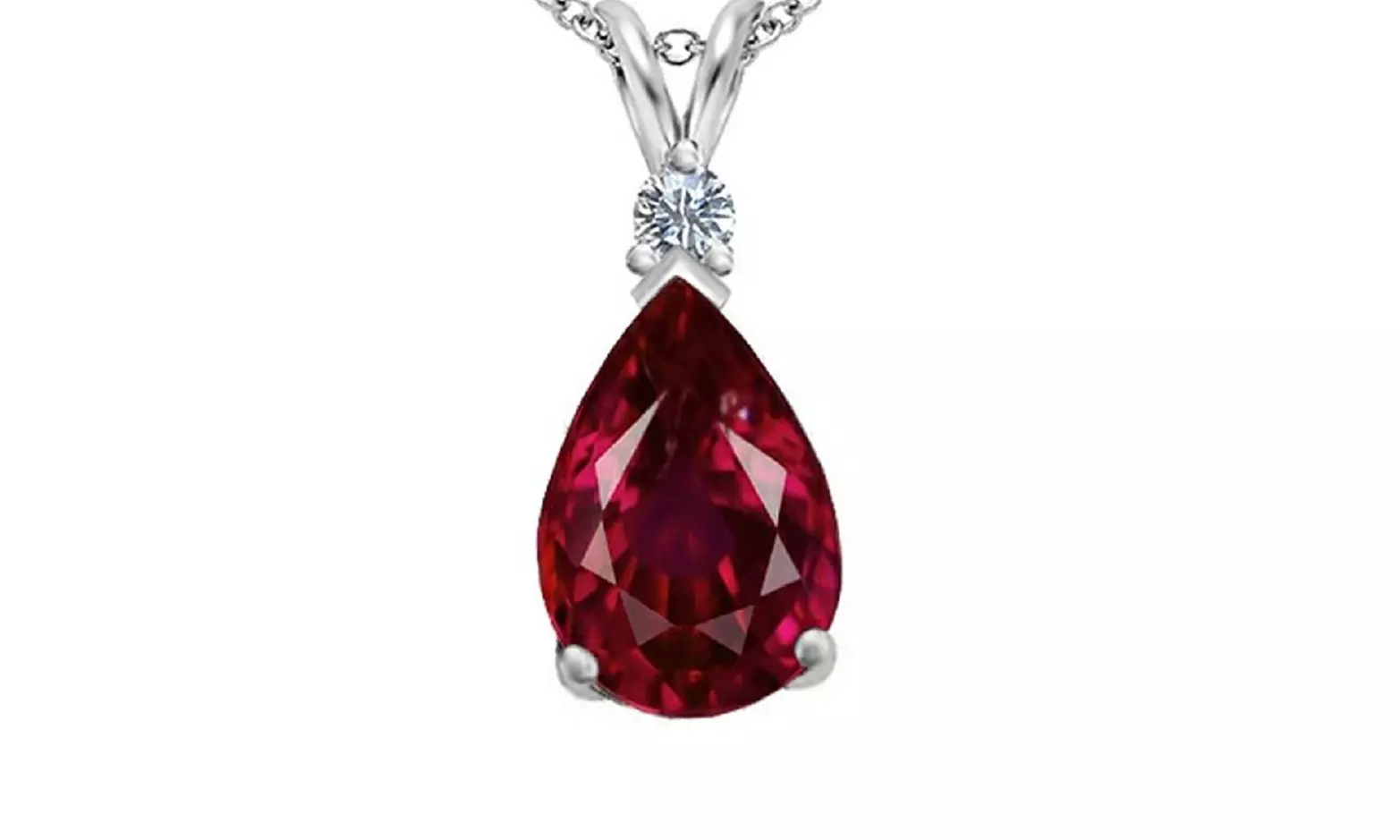 3.0 CTTW Genuine Diamond & Ruby Pear Drop Pendant - Primary Image