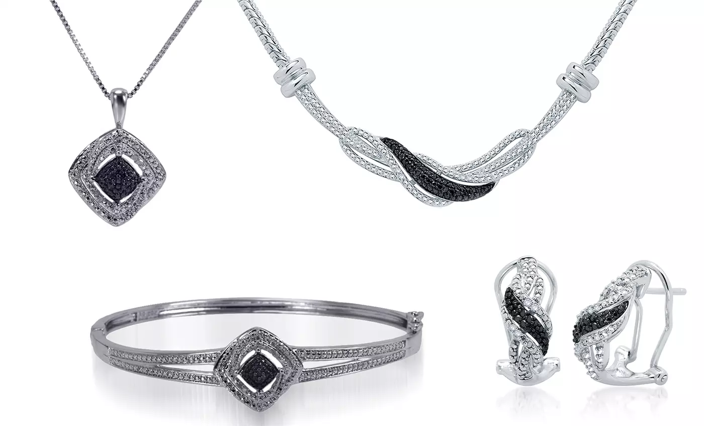 1/4 CTTW Black and White Diamond Jewelry Sets - Primary Image