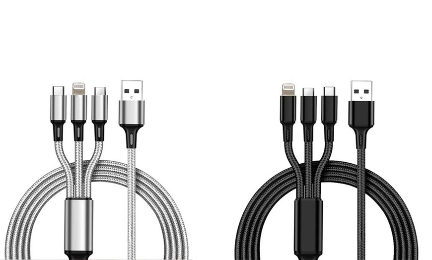 Image 1: Cavo ricarica multi-dispositivo in nylon, USB, Apple, USB-C, Micro-USB