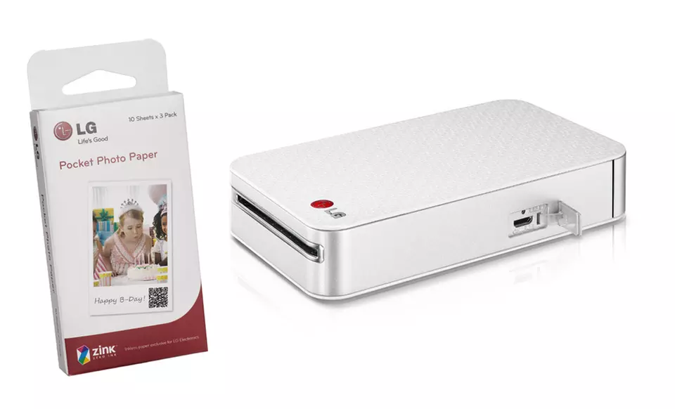 LG Smart Pocket Photo Printer (PD233) and 30-Pack of Pocket Photo Paper. Free Returns. - Second Medium