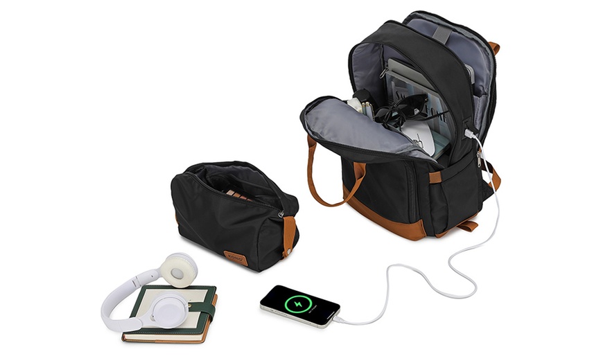 Image 12: Multi-Fach Laptop Rucksack mit USB-Ladeanschluss