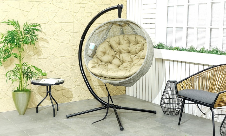 Image 4: Outsunny Round Egg Chair