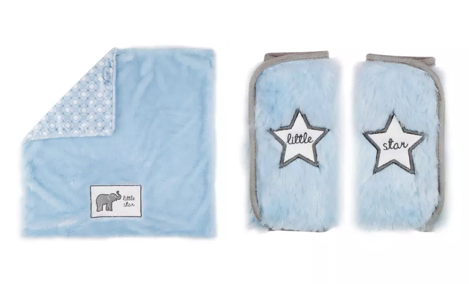 Wendy Bellissimo Baby-Blanket and Strap-Cover Set. Two Colors Available. - Second Medium