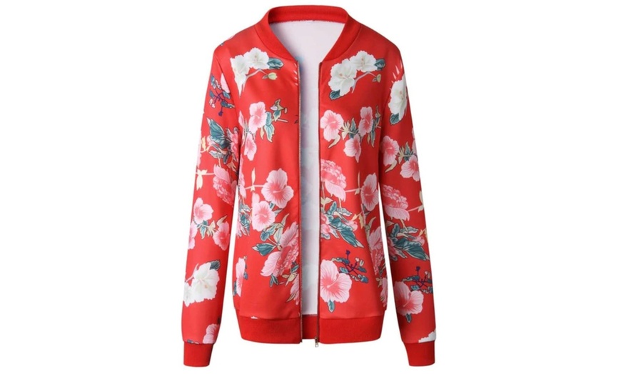 Image 3: Womens Floral Bomber Jacket
