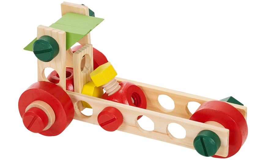 Image 3: 120-Piece Wooden Construction Set