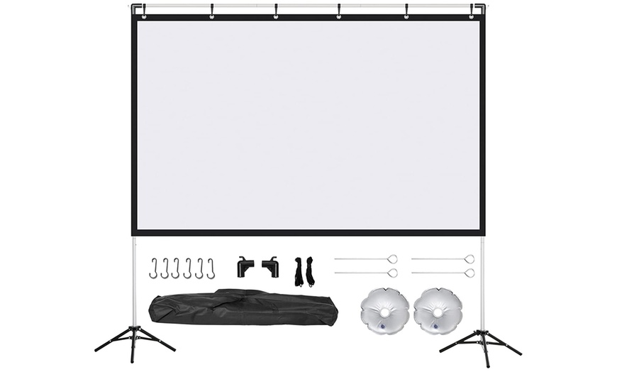 Image 1: HomCom Projector Screen and Stand