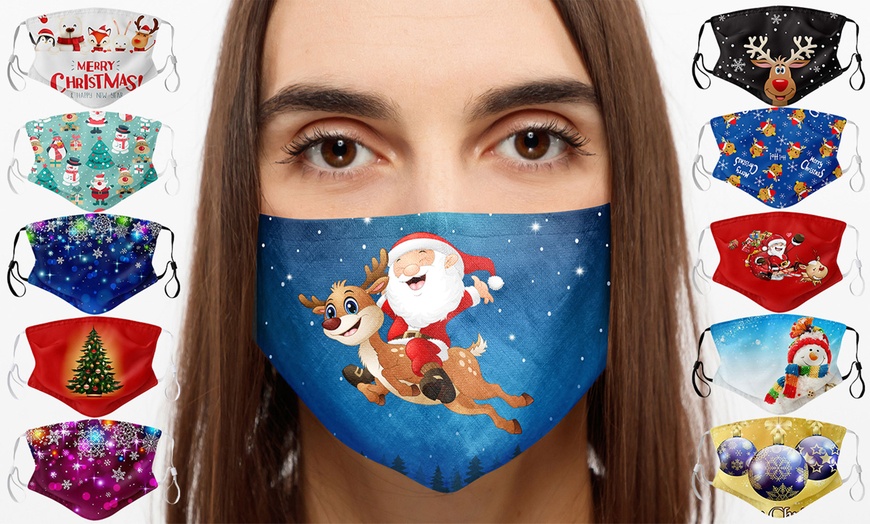 Image 1: 1, 3, 5, 10, or 20 Assorted Christmas Face Masks