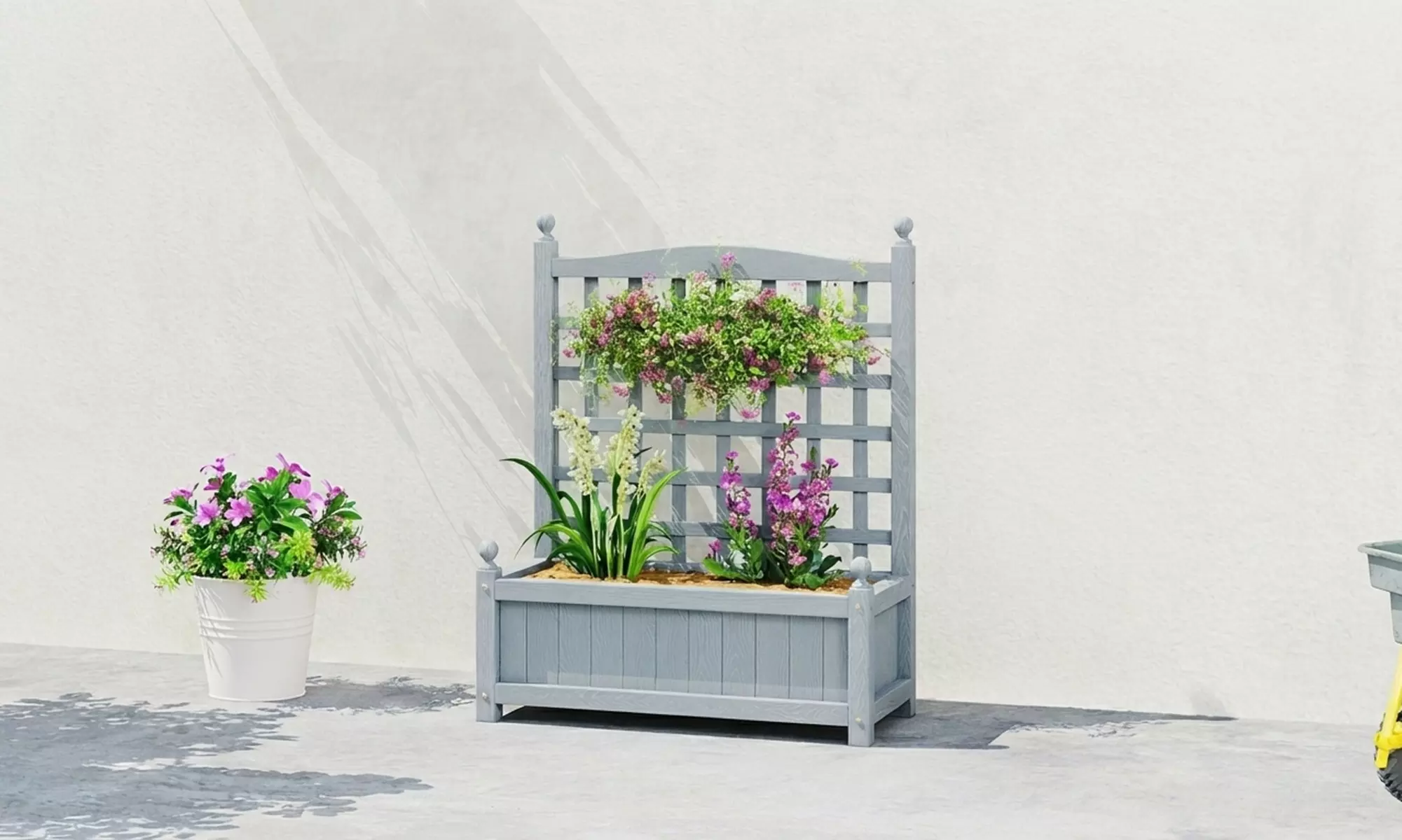 Outsunny Wooden Raised Garden Planter with Trellis