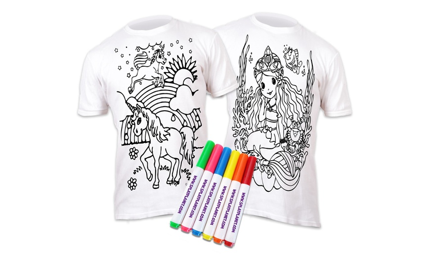 Image 8: Colour-in T-Shirts with Pens