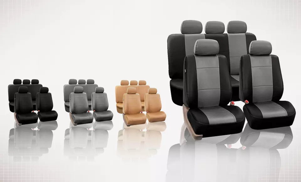 Full Set of Faux-Leather Car-Seat Covers Airbag Compatible and Split Rear  - Primary Image