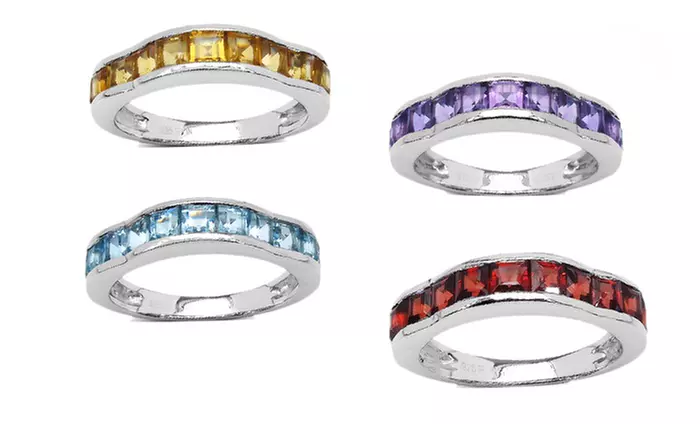 Genuine Gemstone Princess-Cut Rings﻿. Multiple Gems Available. Free Returns.  - Primary Image