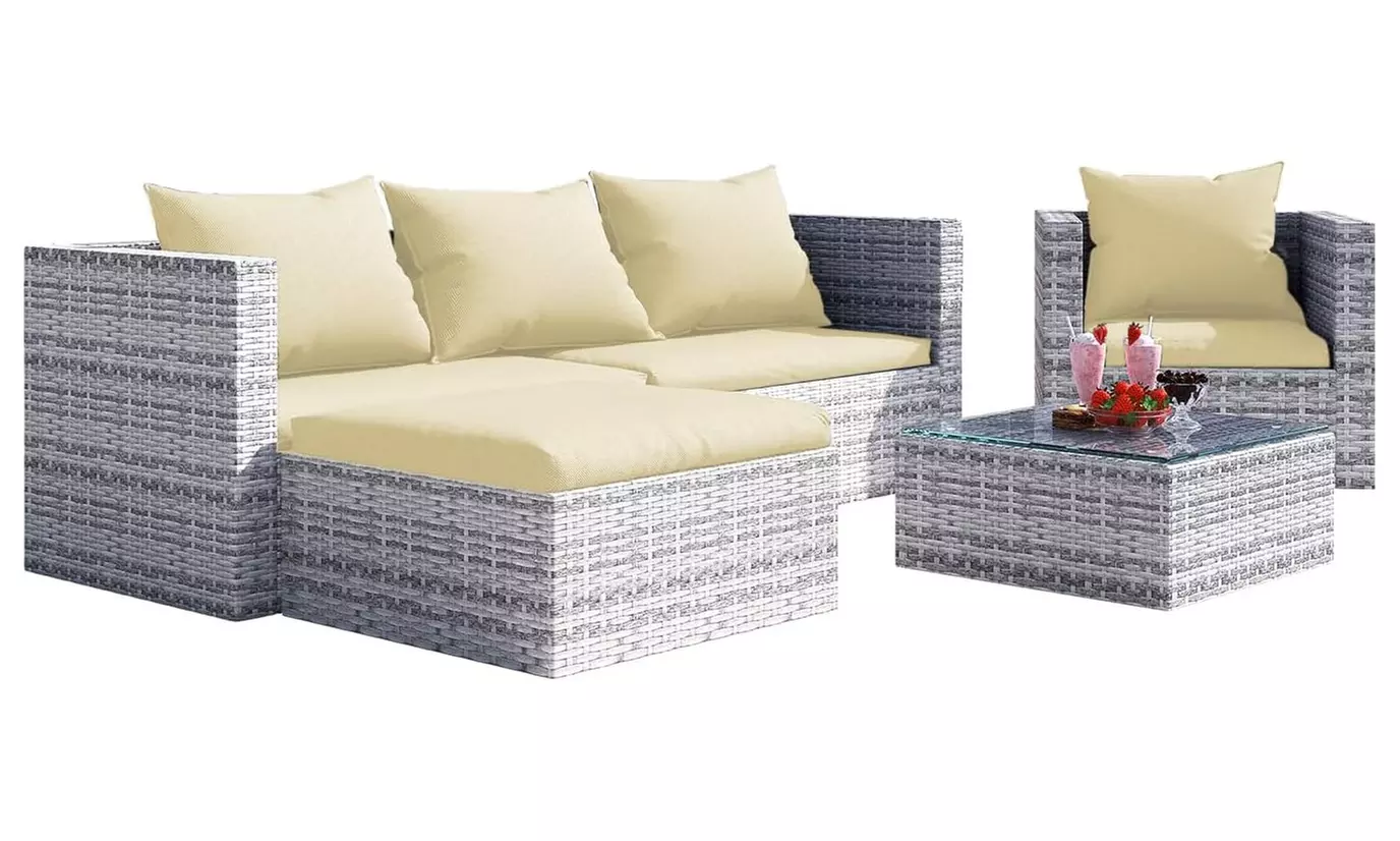 5-Seater Garden Rattan Effect Furniture Sofa Table Chairs Set