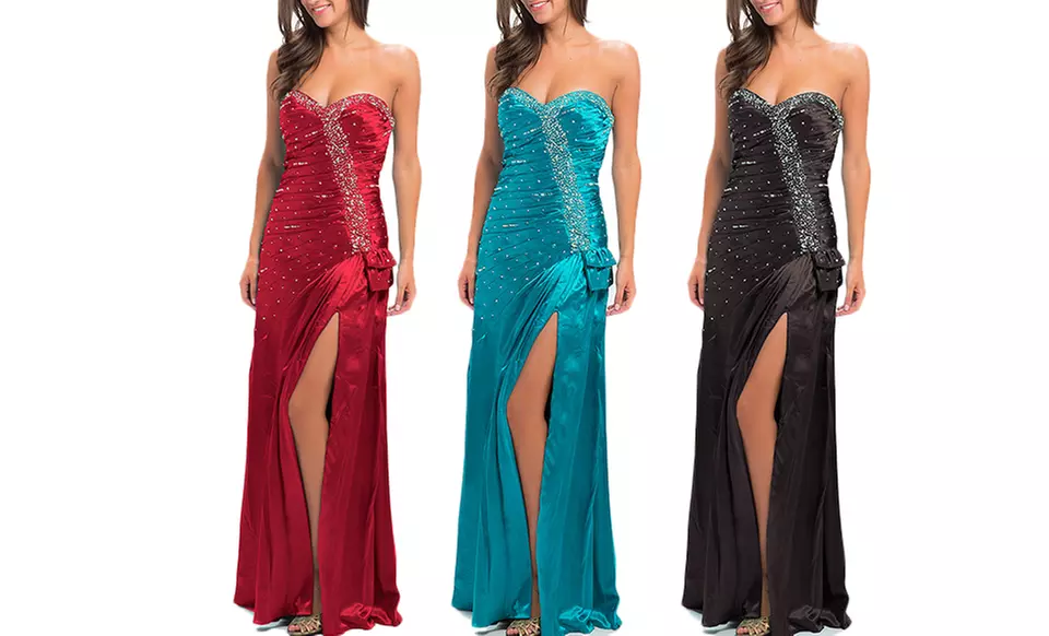 Sweetheart-Neckline Prom Dress with Leg Slit. Multiple Colors Available. Free Returns. - Primary Image
