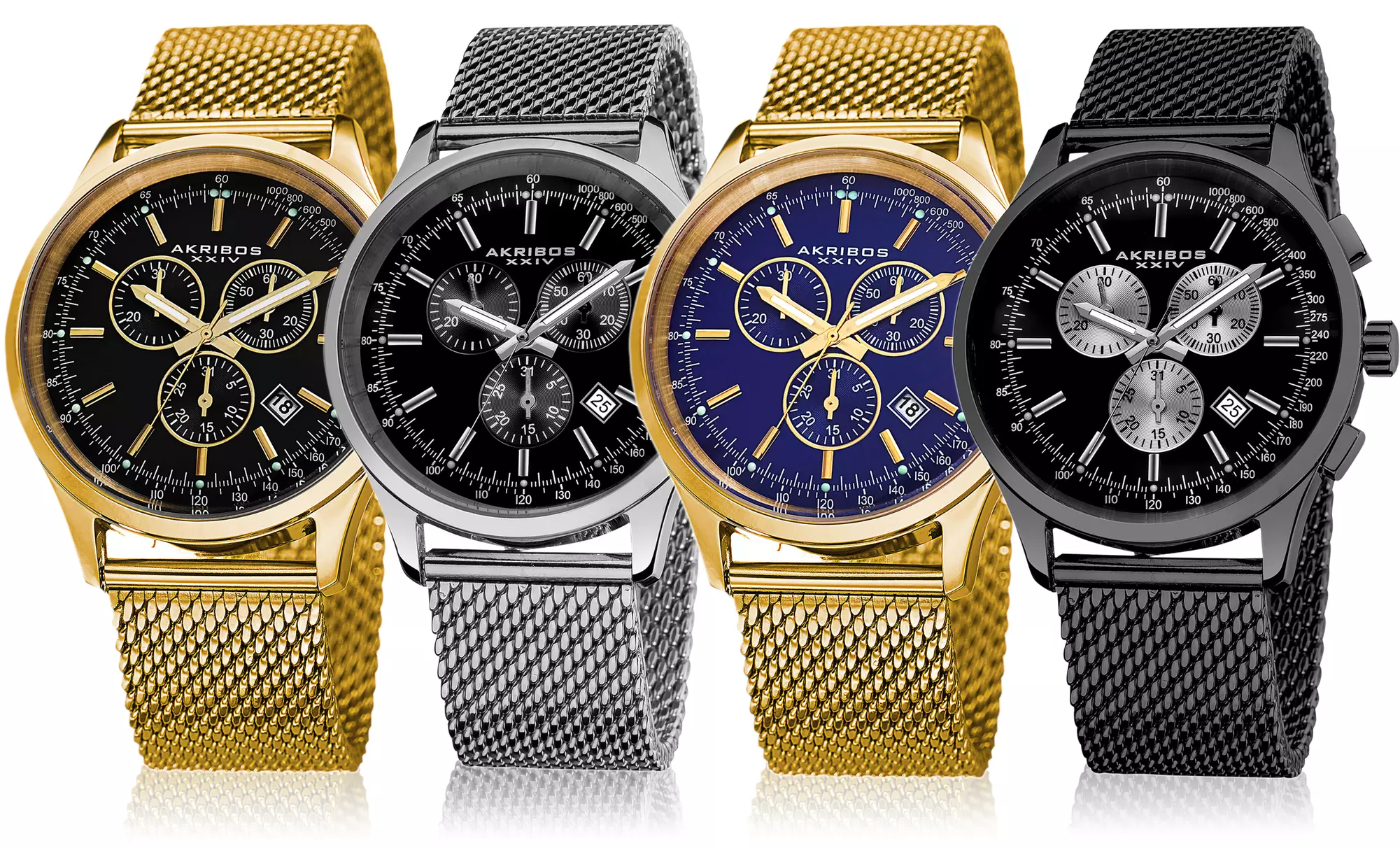 Akribos Men's Swiss Chronograph Mesh Bracelet Watch - Primary Image