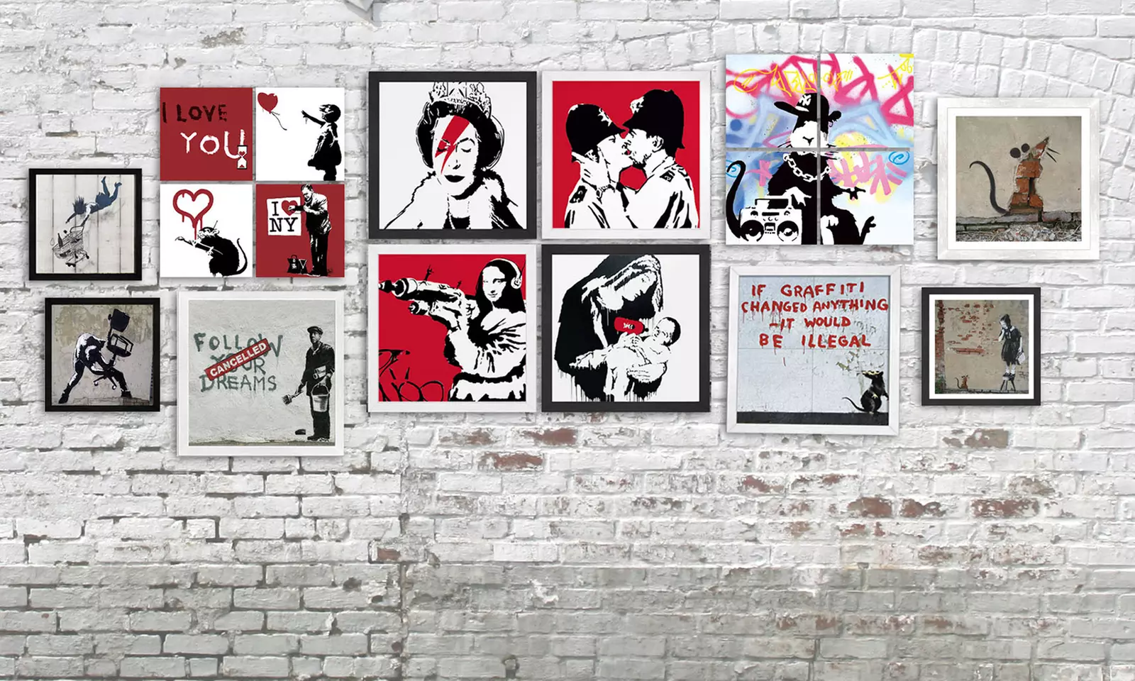 Banksy Framed Canvas Prints from Graff.io (Up to 85% Off). Four Options Available. - Primary Image