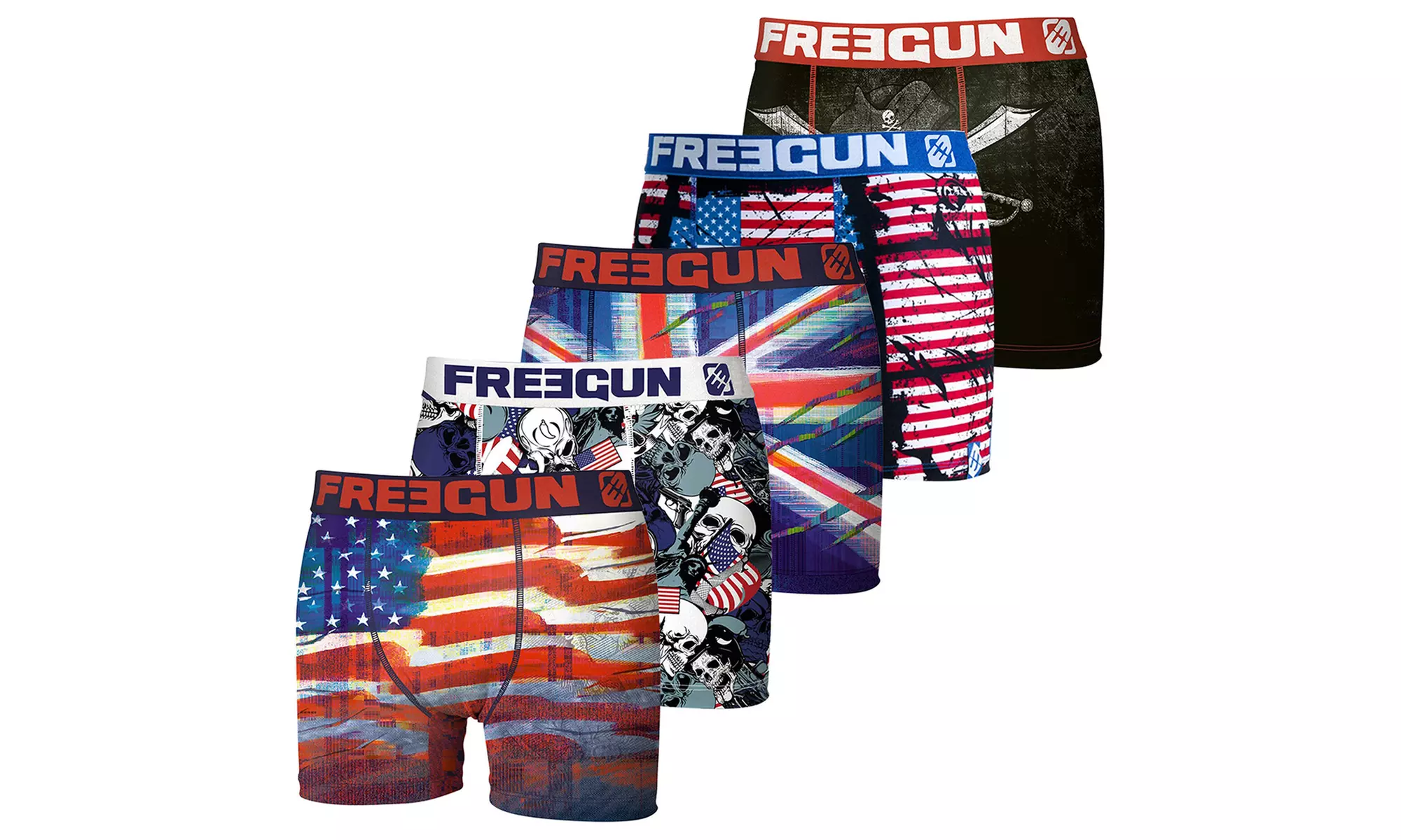 Lot de 5 boxers Freegun imprimé drapeau, taille au choix - Primary Image