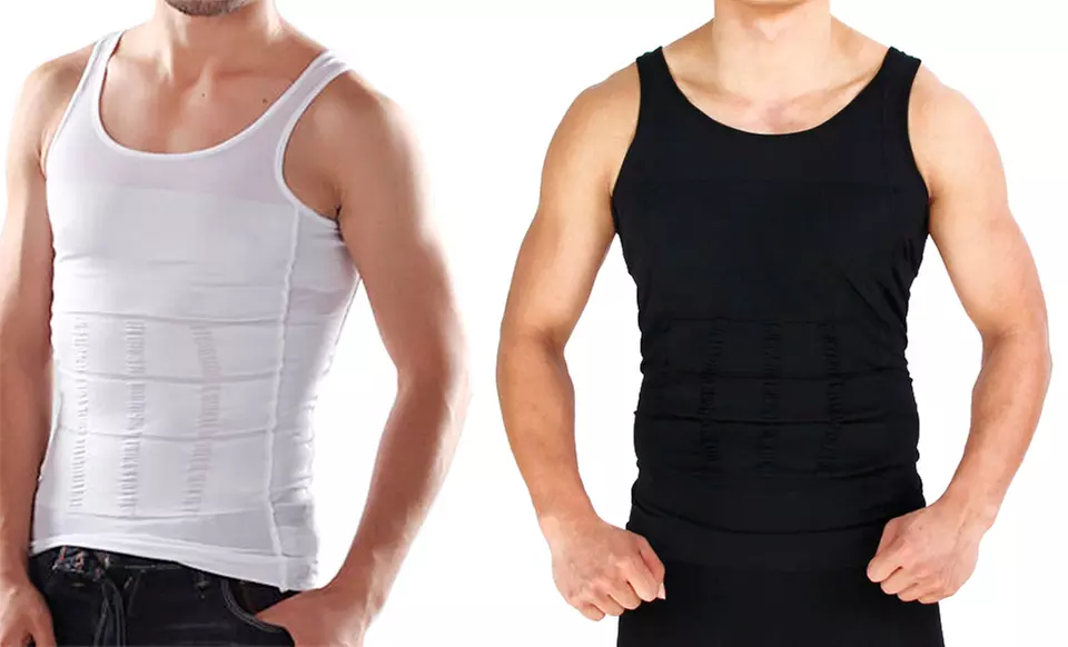 Men's Slimming Vest in Black or White - Primary Image