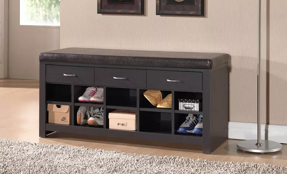 Entryway Bench with Shoe-Storage Compartments - Primary Image