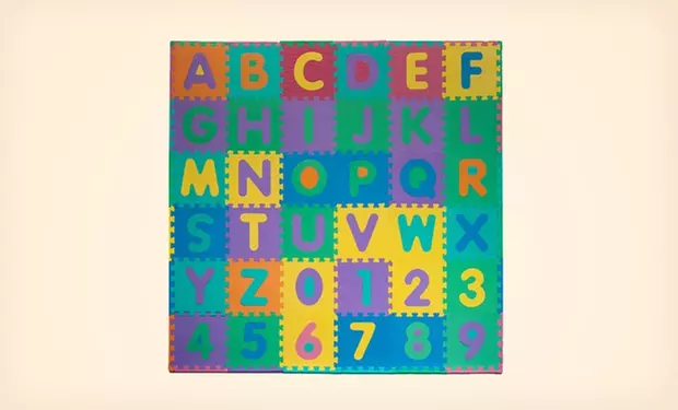 96-Piece Foam Alphabet-and-Number Puzzle Floor Mat for Kids - Second Medium