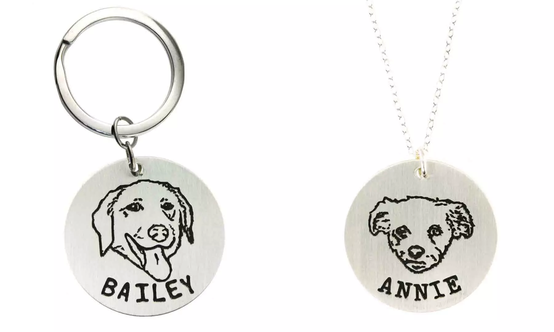 One Custom Engraved Dog or Cat Photo on Sterling Silver Keychain or Necklace from ByHannahDesign (Up to 52% Off) - Primary Image