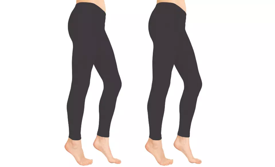 2-Pairs of Chinese Laundry Footless Fleece-Lined Tights - Second Medium