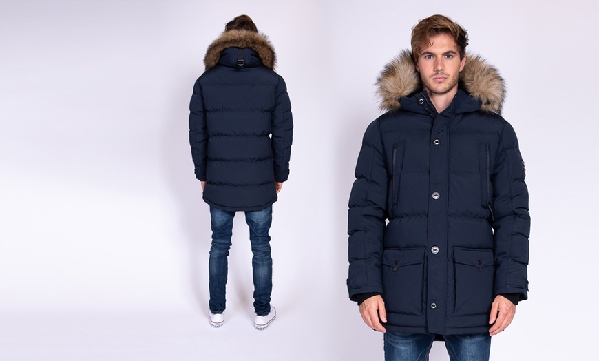 Image 5: Men's Padded Long Winter Coat