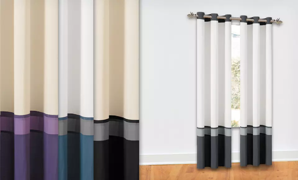 $24.99 for a Pair of 3-Tone Grommet Panel Curtains ($110 List Price). Multiple Colors. Free Shipping and Returns. - Primary Image