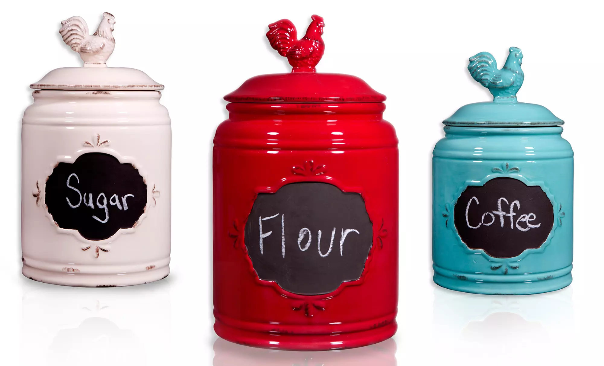 Rooster Kitchen Canisters with Chalkboard Fronts from $14.99–$24.99 - Primary Image