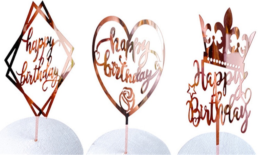 Image 3: Six-Piece Acrylic Birthday Cake Topper Set