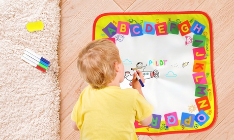 Tappeto da gioco lavabile per bambini con 4 pennarelli inclusi