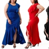 Image 1: Women's High-Low Ruffle Elegant Dress. Plus Sizes Available.
