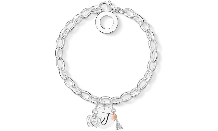 Image 10: Initial Charm Bracelet Made with Crystals from Swarovski®