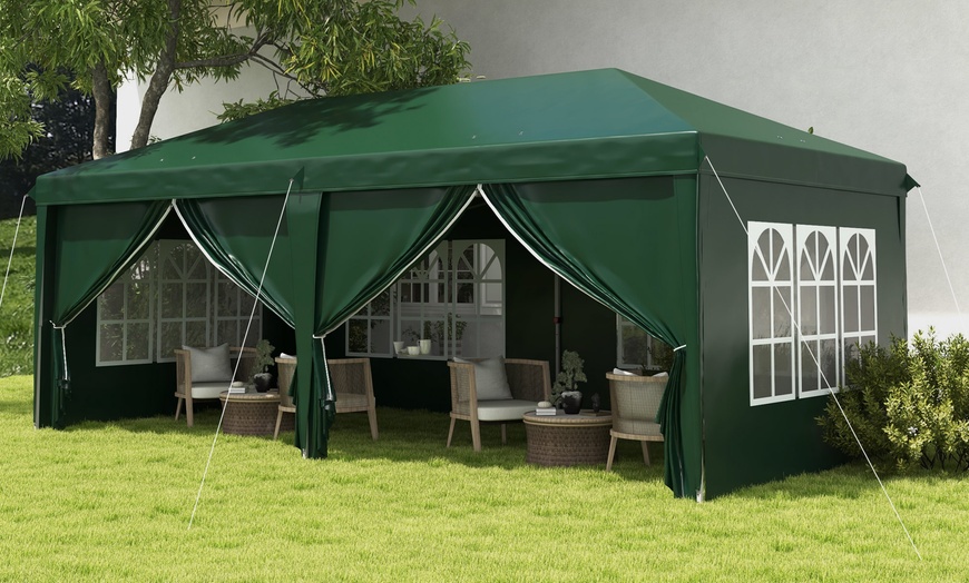 Image 7: Outsunny Pop-Up Gazebo Tent with Curtain Walls and Windows 