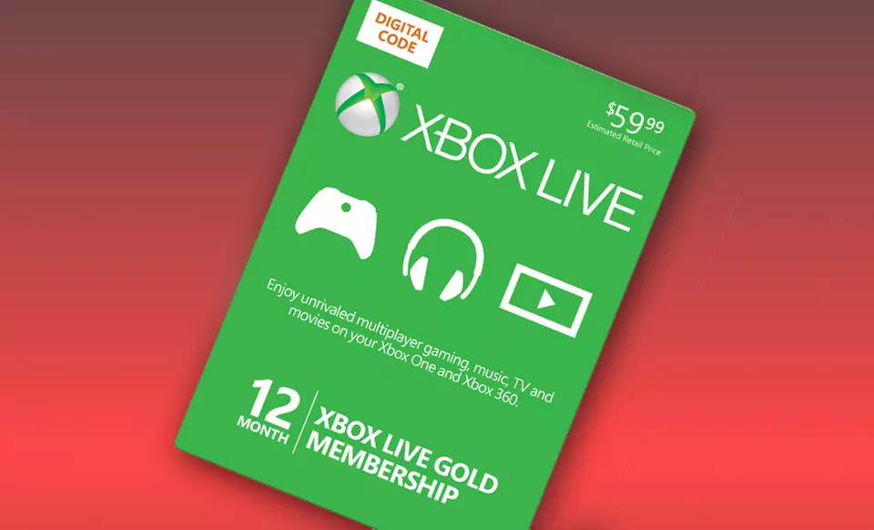 12-Month Xbox Live Gold Card and $10 in Groupon Bucks - Primary Image